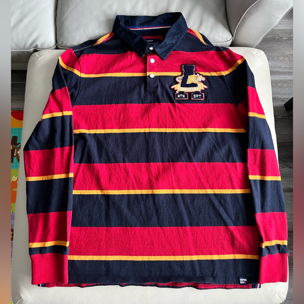 NWOT - SuperDry Men’s Long Sleeve Polo T Shirt - Size XXL